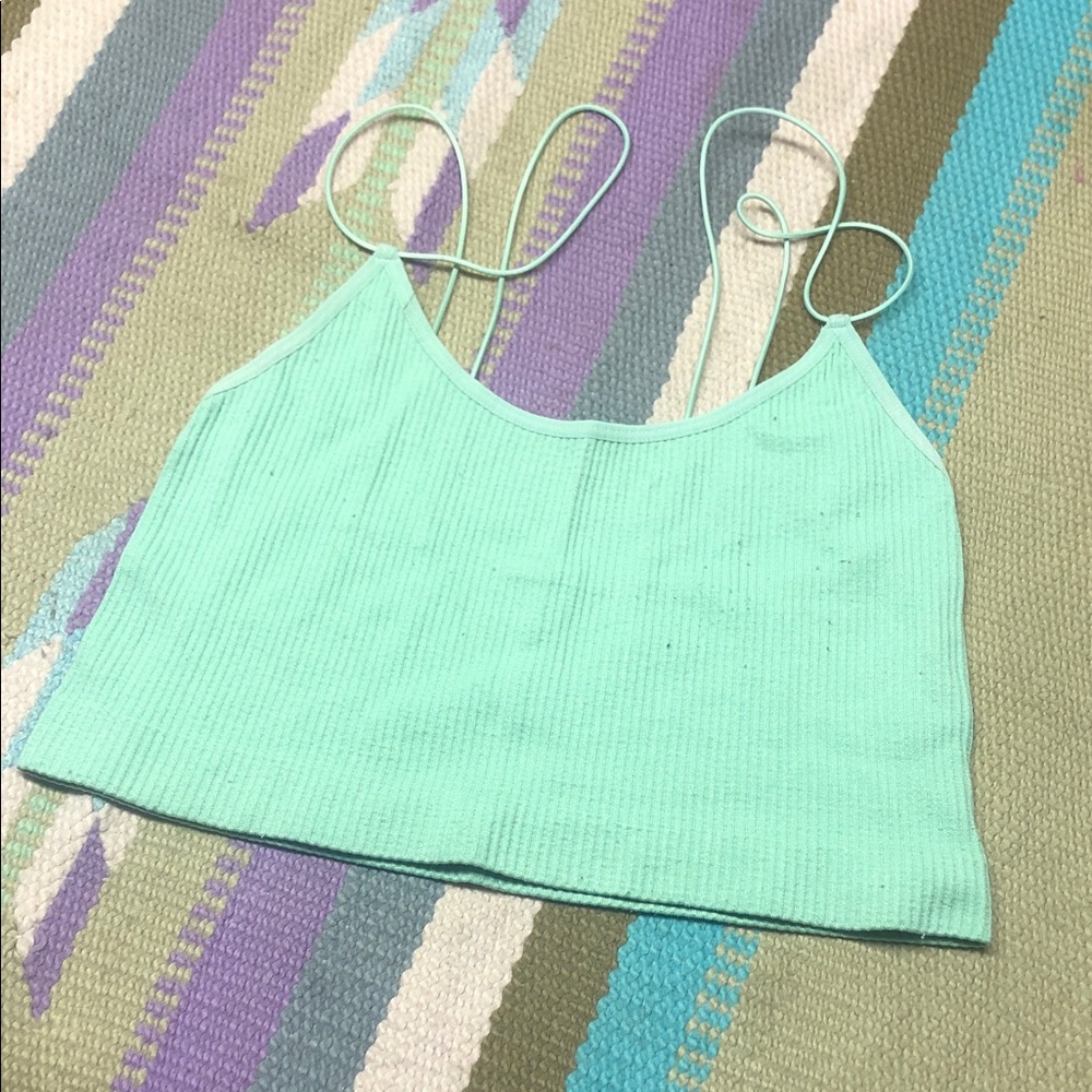 💚Zaful Light Green Ribbed Crop Top 💚